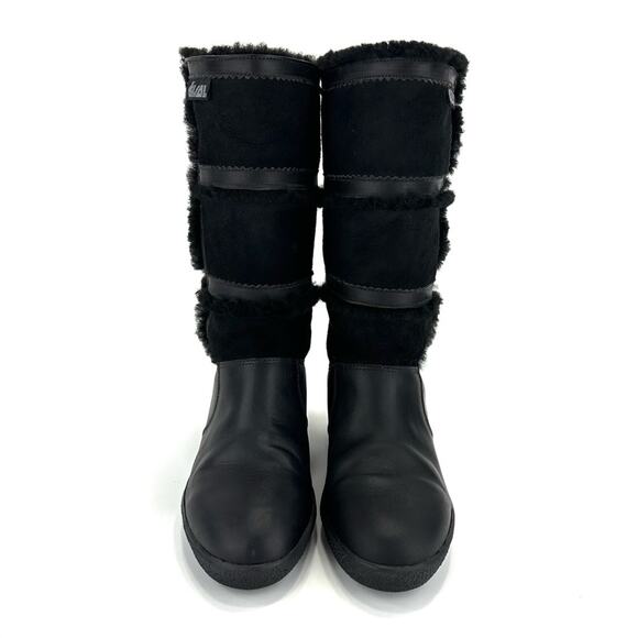 Dival Italy Elisa Black Winter Boot Sz 8 Leather Wool Lining Low Wedge Mid-Calf - Picture 12 of 15